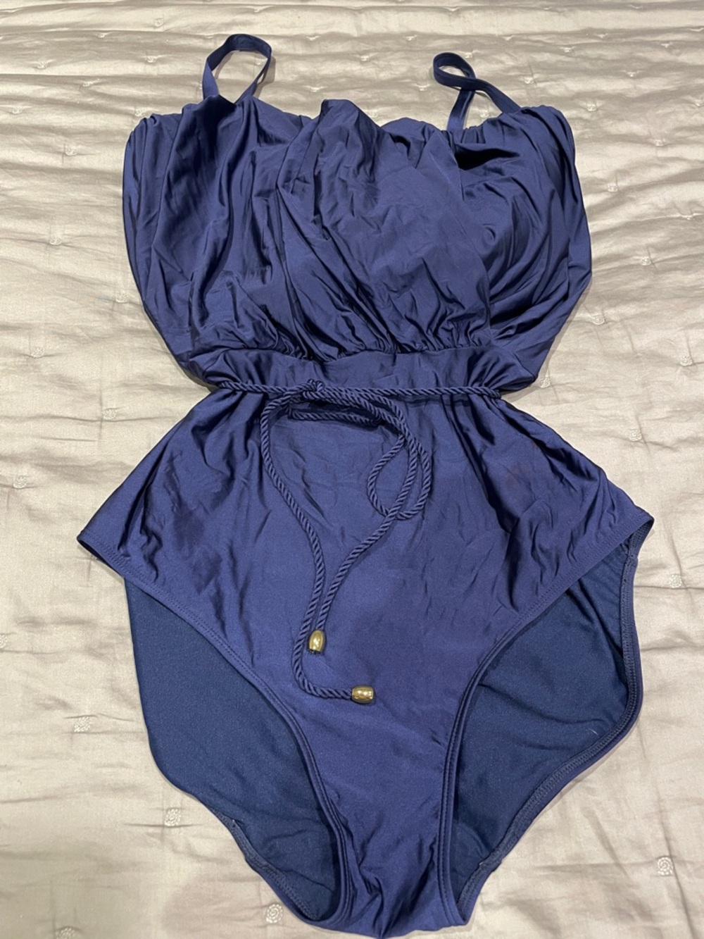 Panache Navy One-Piece Swimsuit with Rope Belt